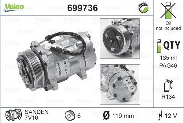 Compresseur, climatisation VALEO ref. 699736