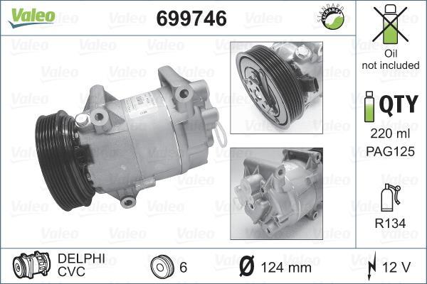 Compresseur, climatisation VALEO ref. 699746