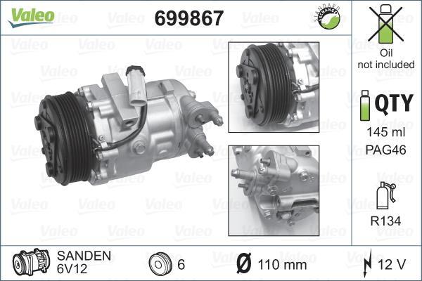 Compresseur, climatisation VALEO ref. 699867
