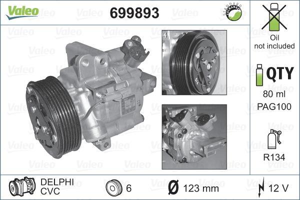 Compresseur, climatisation VALEO 699893