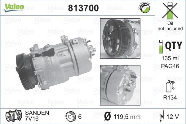 Compresor, aire acondicionado VALEO ref. 813700