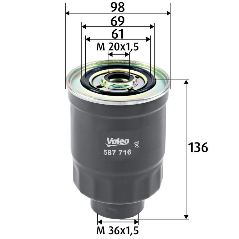 Filtre à carburant (Filtre à gasoil) VALEO ref. 587716
