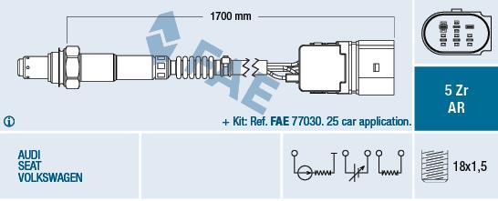 Sonde lambda (Sonde à oxygène) FAE ref. 75361