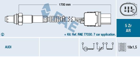Sonde lambda (Sonde à oxygène) FAE ref. 75363