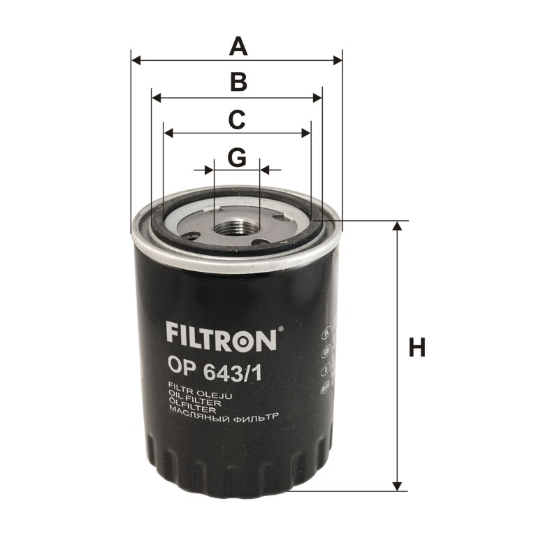 Filtre à huile FILTRON ref. OP 643/1
