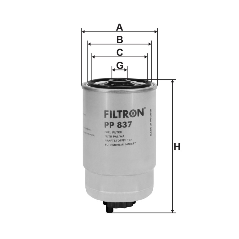 Filtre à carburant (Filtre à gasoil) FILTRON ref. PP 837