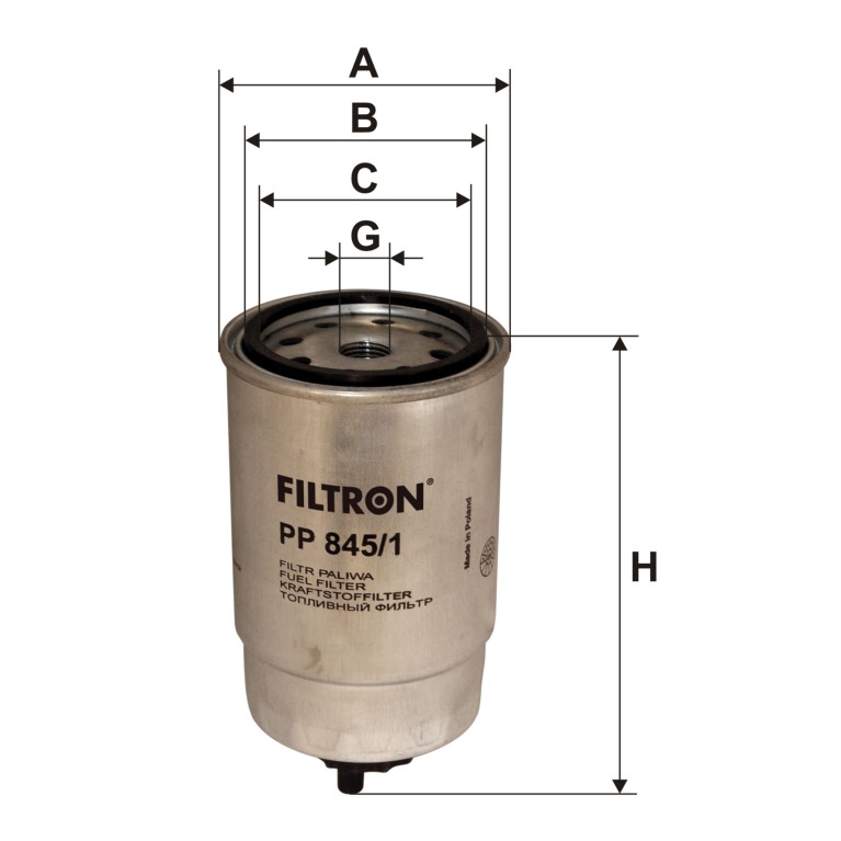 Filtre à carburant (Filtre à gasoil) FILTRON ref. PP 845/1