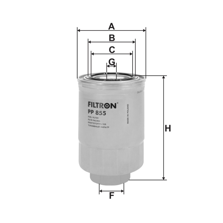 Filtre à carburant (Filtre à gasoil) FILTRON ref. PP 855