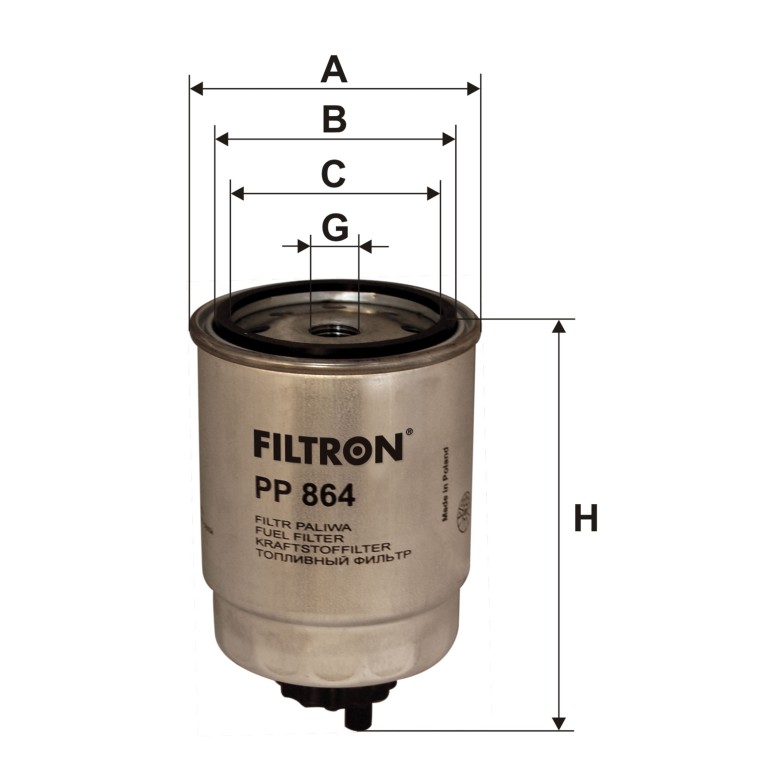 Filtre à carburant (Filtre à gasoil) FILTRON ref. PP 864