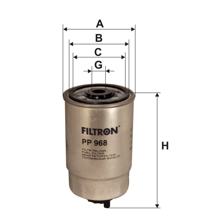 Filtre à carburant (Filtre à gasoil) FILTRON ref. PP 968