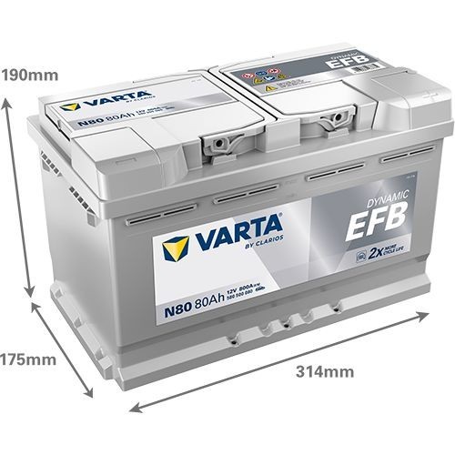 Batterie (de voiture) VARTA 80.0 - ref. 580500080K262