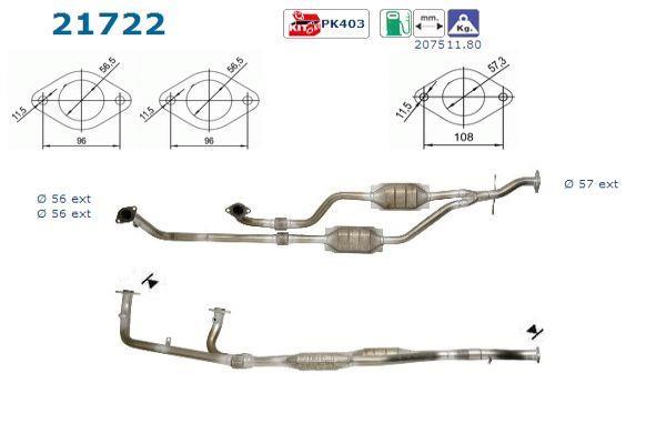 Catalyseur (Pot catalytique) AS ref. 21722