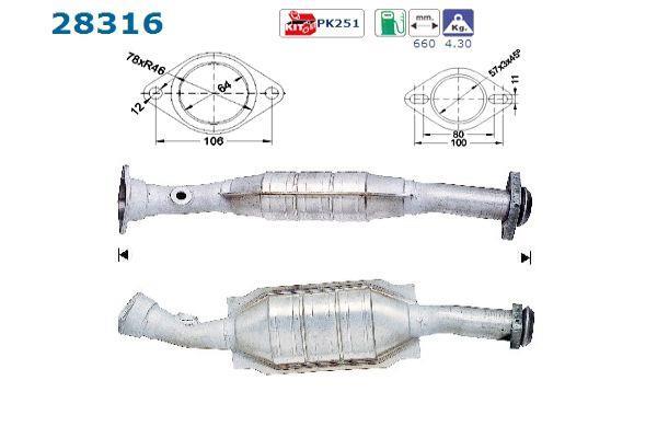 Catalyseur (Pot catalytique) AS ref. 28316