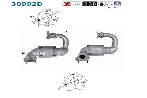 Catalyseur (Pot catalytique) AS ref. 30992D