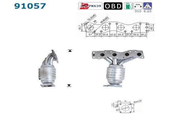Catalyseur (Pot catalytique) AS ref. 91057