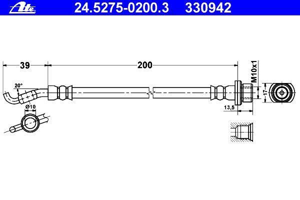 Flexible de frein (Durite de frein) ATE ref. 24.5275-0200.3