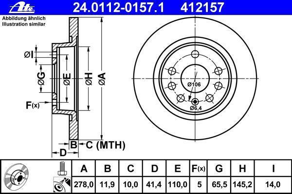 Disques de frein ATE ref. 24.0112-0157.1