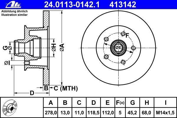 Disques de frein ATE ref. 24.0113-0142.1