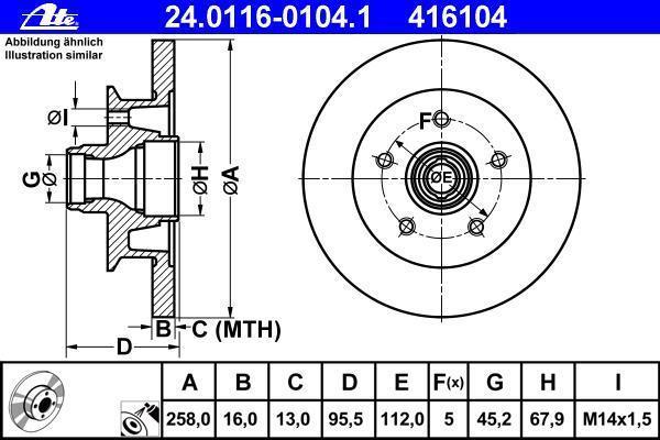 Disques de frein ATE ref. 24.0116-0104.1