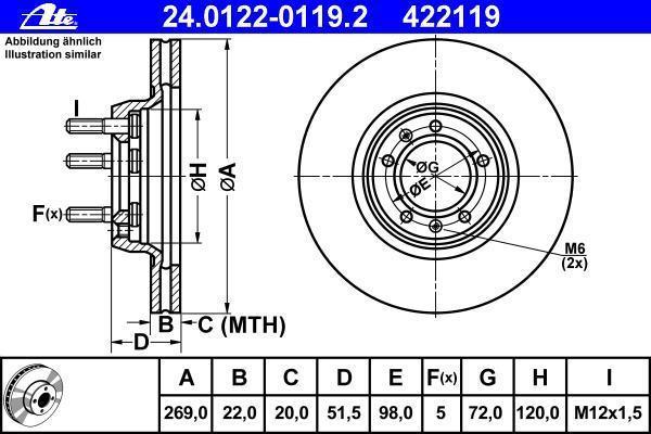 Disques de frein ATE ref. 24.0122-0119.2