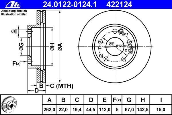 Disques de frein ATE ref. 24.0122-0124.1