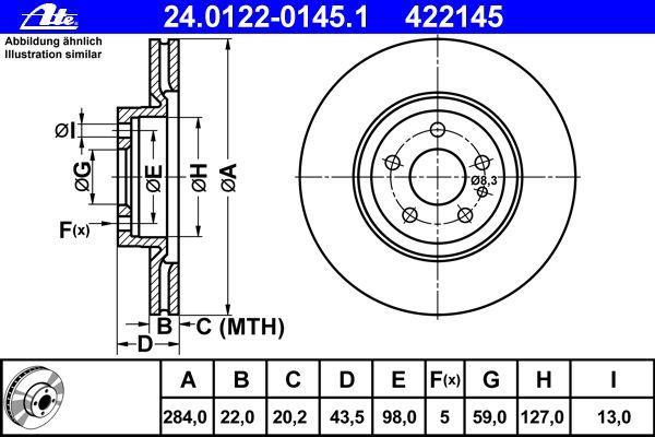 Disques de frein ATE ref. 24.0122-0145.1