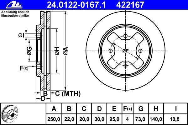 Disques de frein ATE ref. 24.0122-0167.1