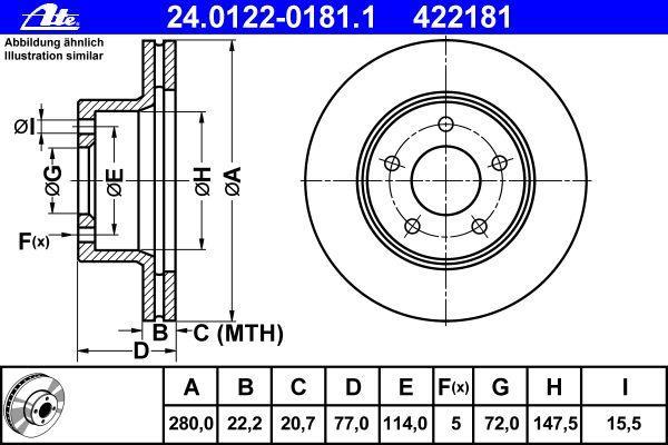Disques de frein ATE ref. 24.0122-0181.1