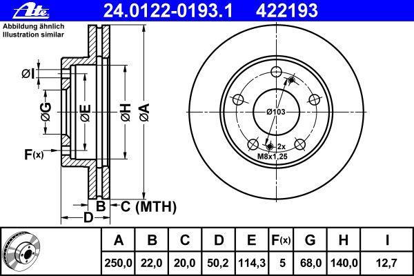 Disques de frein ATE ref. 24.0122-0193.1