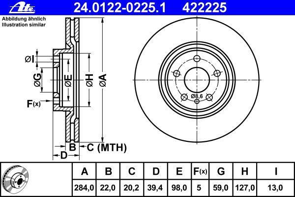 Disques de frein ATE ref. 24.0122-0225.1