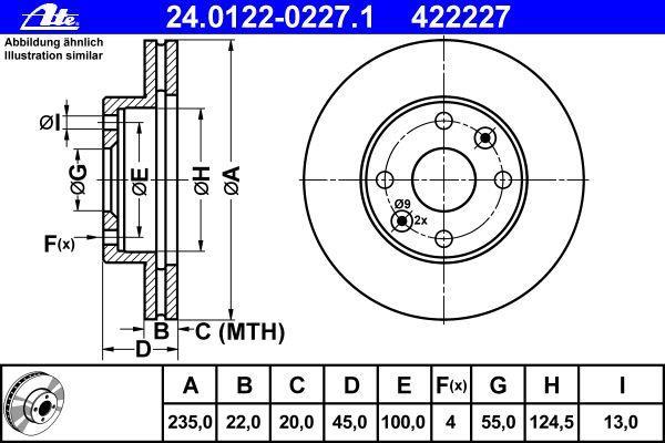 Disques de frein ATE ref. 24.0122-0227.1