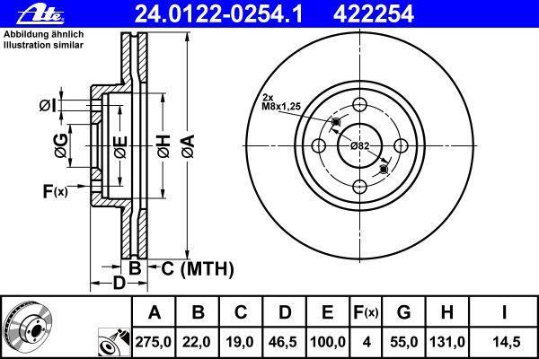 Disques de frein ATE ref. 24.0122-0254.1