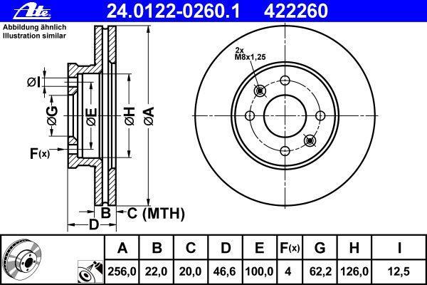 Disques de frein ATE ref. 24.0122-0260.1