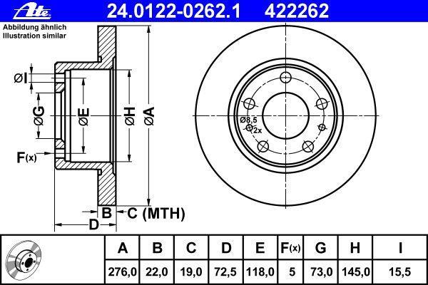 Disques de frein ATE ref. 24.0122-0262.1