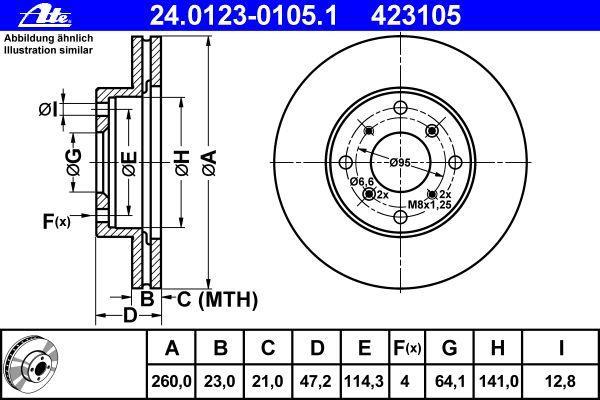 Disques de frein ATE ref. 24.0123-0105.1