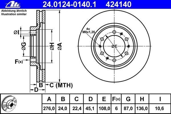 Disques de frein ATE ref. 24.0124-0140.1