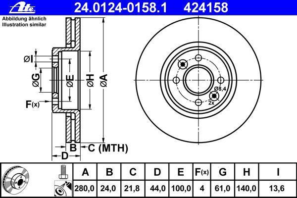 Disques de frein ATE ref. 24.0124-0158.1