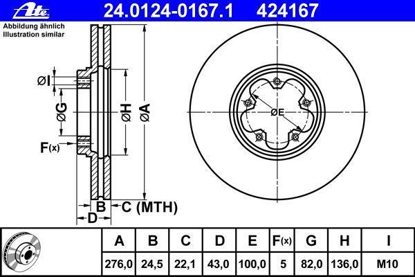 Disques de frein ATE ref. 24.0124-0167.1