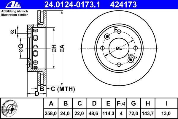 Disques de frein ATE 24.0124-0173.1