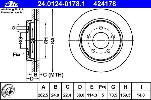 Disques de frein ATE ref. 24.0124-0178.1