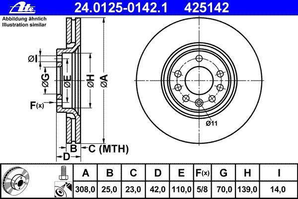 Disques de frein ATE ref. 24.0125-0142.1