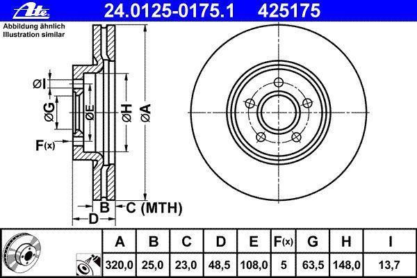 Disques de frein ATE 24.0125-0175.1
