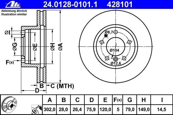 Disques de frein ATE ref. 24.0128-0101.1