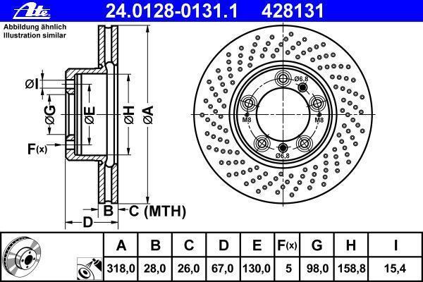 Disque de frein avant gauche ATE ref. 24.0128-0131.1