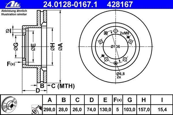 Disques de frein ATE ref. 24.0128-0167.1
