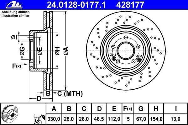 Disques de frein ATE ref. 24.0128-0177.1