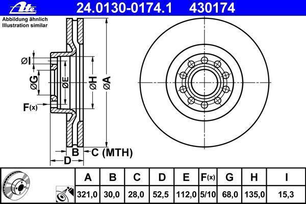 Disques de frein ATE ref. 24.0130-0174.1