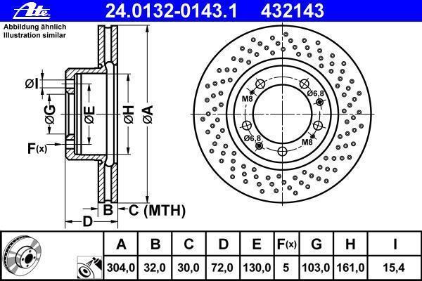 Disque de frein avant droit ATE ref. 24.0132-0143.1