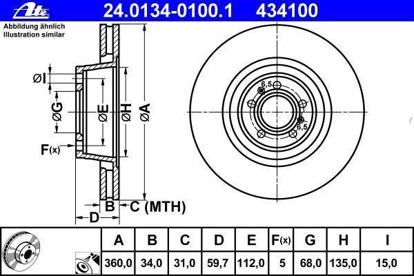 Disques de frein ATE ref. 24.0134-0100.1