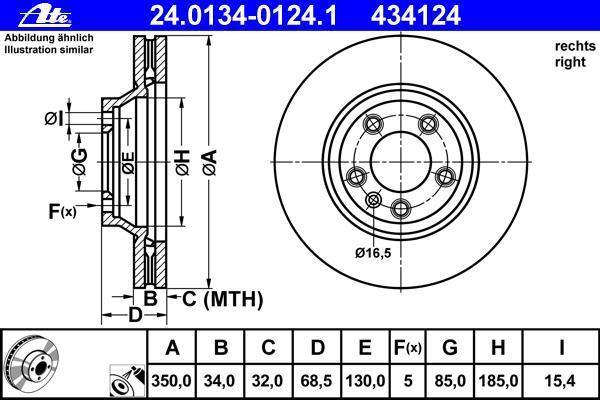 Disque de frein avant droit ATE ref. 24.0134-0124.1